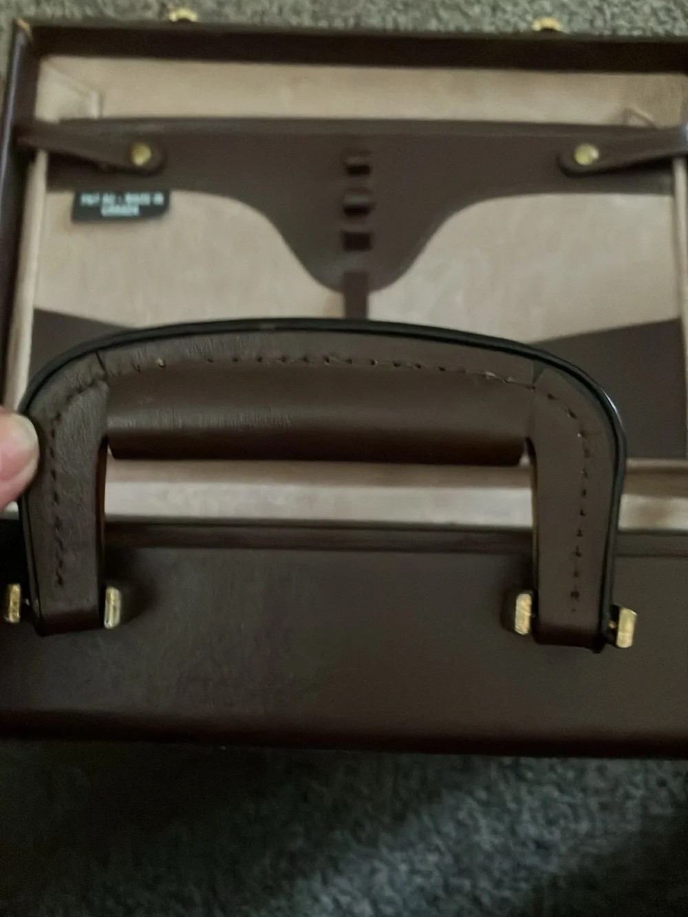 Men's Brown Leather Combination Lock Brief Case- Unbranded